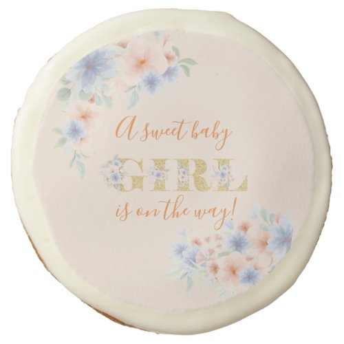 Dusty Blue and Peach Floral Baby Shower   Sugar Cookie