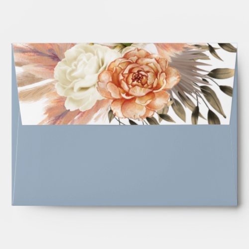 Dusty Blue and Peach Floral Wedding Envelope
