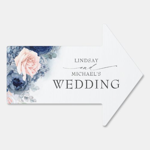 Dusty Blue and Pink Floral Botanical Wedding Sign