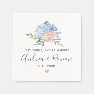 Dusty Blue and Pink Floral Wedding Napkins