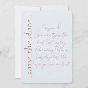 Dusty blue and pink Love Note Save the Date Invitation