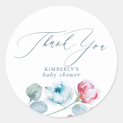 Dusty Blue and Pink Special Party Thank You Classic Round Sticker