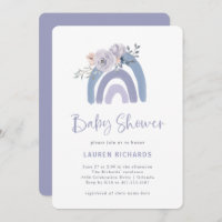 Dusty Blue and Purple Boho | Rainbow Baby Shower Invitation