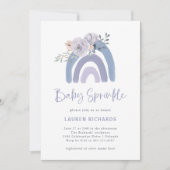 Dusty Blue and Purple Boho | Rainbow Baby Sprinkle Invitation (Front)
