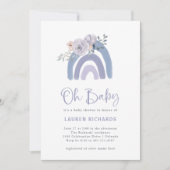 Dusty Blue and Purple Boho Rainbow Oh Baby Shower Invitation (Front)