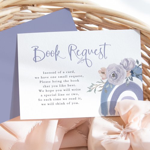 Dusty Blue and Purple  Rainbow Baby Book Request Enclosure Card