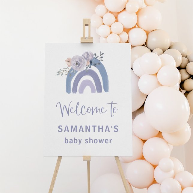 Dusty Blue and Purple Rainbow Baby Shower Welcome Foam Board (The cutest blue and purple rainbow welcome!)