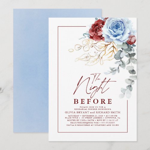 Dusty Blue and Red Floral Rehearsal Dinner
