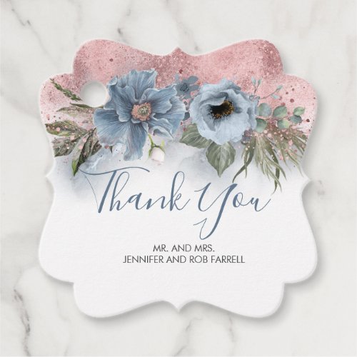 Dusty Blue and Rose Gold Favor Tags
