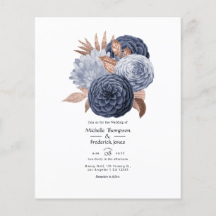 Dusty Blue and Rose Gold Floral Wedding Flyer
