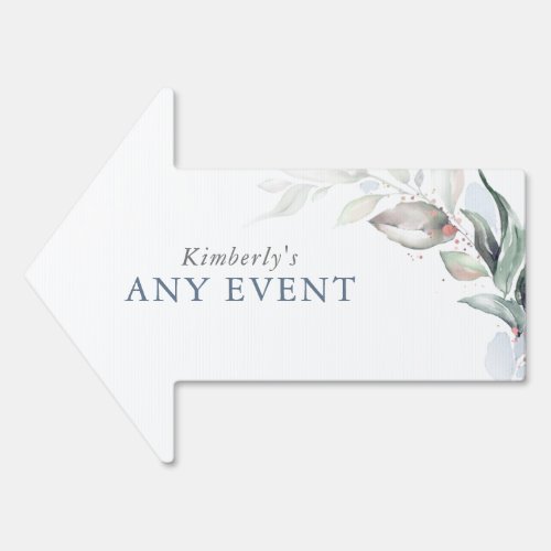 Dusty Blue and Rose Gold Greenery Any Party Sign