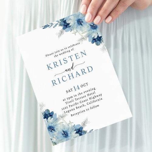 Dusty Blue and Sage Green Wedding Invitation