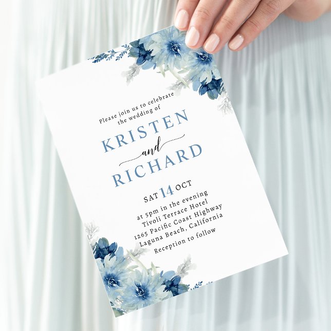 Dusty Blue and Sage Green Wedding Invitation (Creator Uploaded)