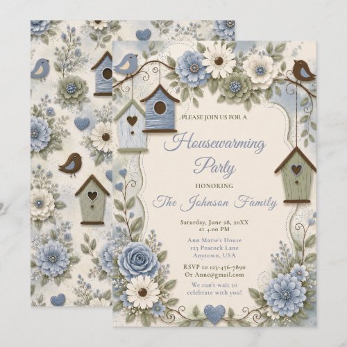 Dusty Blue and Sage Housewarming Invitation