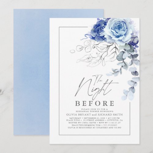 Dusty Blue and Silver Floral Rehearsal Dinner
