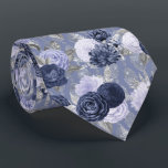Dusty Blue and Silver Floral Wedding Neck Tie<br><div class="desc">Dusty Blue and Silver Floral Wedding Neck Tie</div>