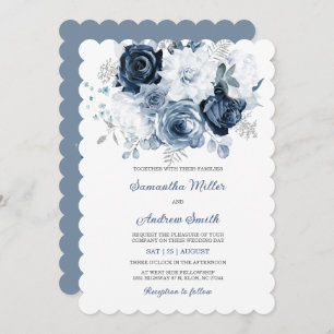 Dusty Blue and Silver Wedding Invitation