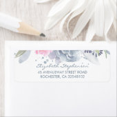 Dusty Blue and Soft Pink Watercolor Flowers Label (Insitu)