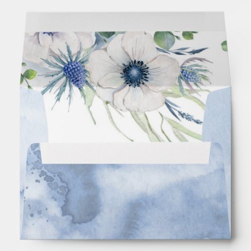 Dusty Blue and Thistle Anemones Floral Modern Envelope