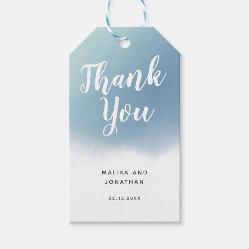 Dusty Blue and Turquoise Watercolor Ombre Wedding Gift Tags