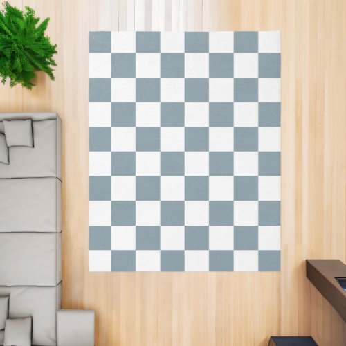 Dusty Blue and White Checkerboard Rug