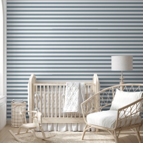 Dusty Blue and White Classic Horizontal Stripes Wallpaper Dusty Blue and White Classic Horizontal Stripes Wallpaper
