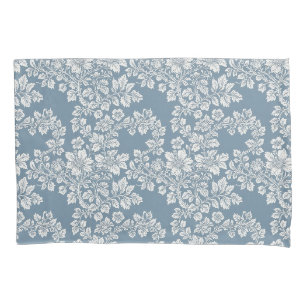 Dusty Blue and White Cottage Garden Pillow Case