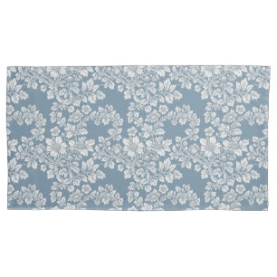 Dusty Blue and White Cottage Garden Pillow Case