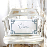 Dusty Blue and White Custom Name Monogram Lumbar Pillow<br><div class="desc">Design your own custom lumbar throw pillow in any color combination to perfectly coordinate with your home decor in any room! Use the design tools to change the background color and the Greek key border color. Add your own text to include a name, monogram initials or other special text. Every...</div>
