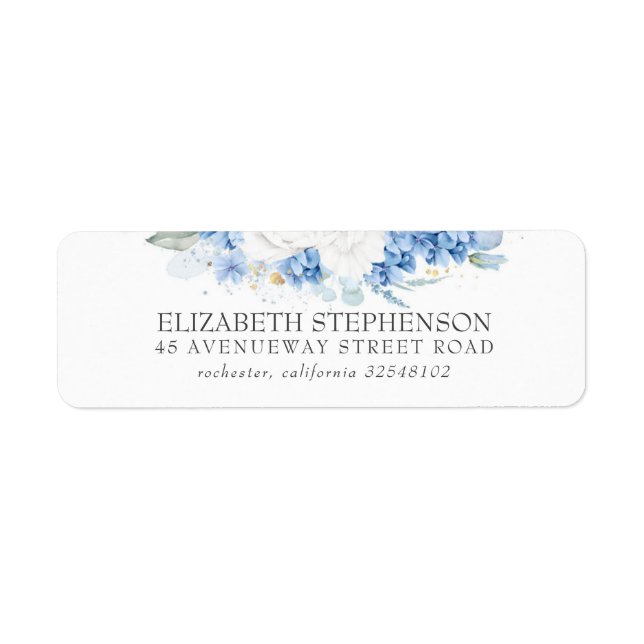 Dusty Blue and White Floral Elegant Label (Front)