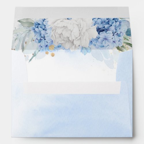 Dusty Blue and White Flowers Elegant Watercolor Envelope