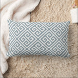 Dusty Blue and White Greek Key Pattern Lumbar Pillow<br><div class="desc">Design your own custom lumbar throw pillow in any color to perfectly coordinate with your home decor in any room! Use the design tools to change the background color behind the white Greek key pattern, or add your own text to include a name, monogram initials or other special text. Every...</div>