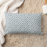 Dusty Blue and White Greek Key Pattern