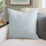 Dusty Blue and White Greek Key Pattern Throw Pillow<br><div class="desc">Design your own custom throw pillow in any color to perfectly coordinate with your home decor in any space! Use the design tools to change the background color behind the white Greek key pattern, or add your own text to include a name, monogram initials or other special text. Every pillow...</div>