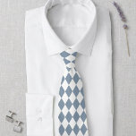 Dusty Blue and White Harlequin Diamond Tie<br><div class="desc">Elevate your wedding party’s attire with this sophisticated Dusty Blue and White Harlequin Diamond Tie. Designed for the modern groom and his groomsmen, this tie features a refined geometric pattern that offers a clean, boutique aesthetic for formal celebrations. Customize the Colors to Match Your Theme: This design is fully customizable...</div>