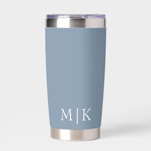 Dusty Blue and White   Modern Monogram Insulated Tumbler