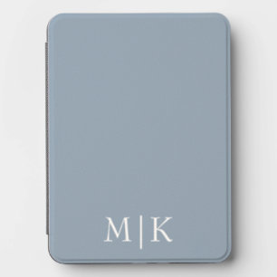 Dusty Blue and White Modern Monogram Kindle Cover