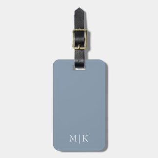 Dusty Blue and White | Modern Monogram Luggage Tag