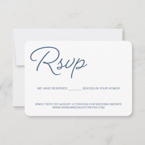 Dusty Blue and white RSVP wedding reserved seat