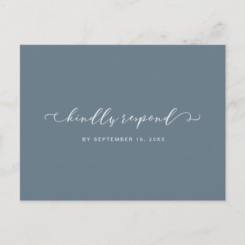Dusty Blue and White Rsvp with Meal Choice Invitation Postcard