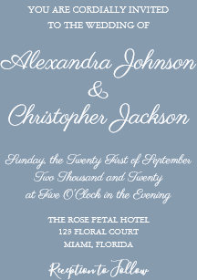 Blue And White Wedding Invitations Zazzle Dusty Blue And White Simple Wedding Invitation