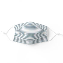 Dusty Blue and White Stripe Pattern Adult Cloth Face Mask