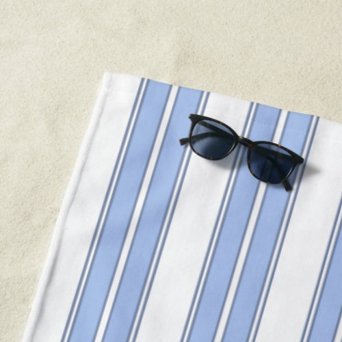 Dusty Blue and White Striped Beach Towel
