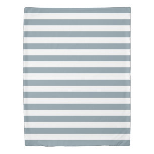 Dusty Blue and White Stripes Duvet Cover