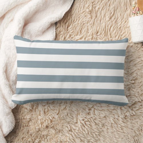 Dusty Blue and White Stripes Lumbar Pillow