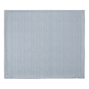 Dusty Blue and White Stripes Pattern Duvet Cover