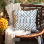 Dusty Blue and White Trellis Pattern Outdoor Pillow<br><div class="desc">Design your own custom throw pillow in any color to perfectly coordinate with your home decor in any room! Use the design tools to change the background color behind the white Moroccan trellis pattern, or add your own text to include a name, monogram initials or other special text. Every pillow...</div>