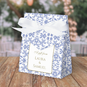 Dusty Blue and White Vintage-style Favor Box