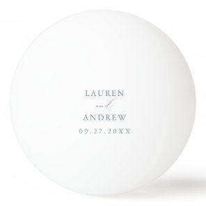 Dusty Blue and White Wedding Personalized Beer Ping Pong Ball