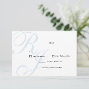 Dusty Blue and White Wedding RSVP Card